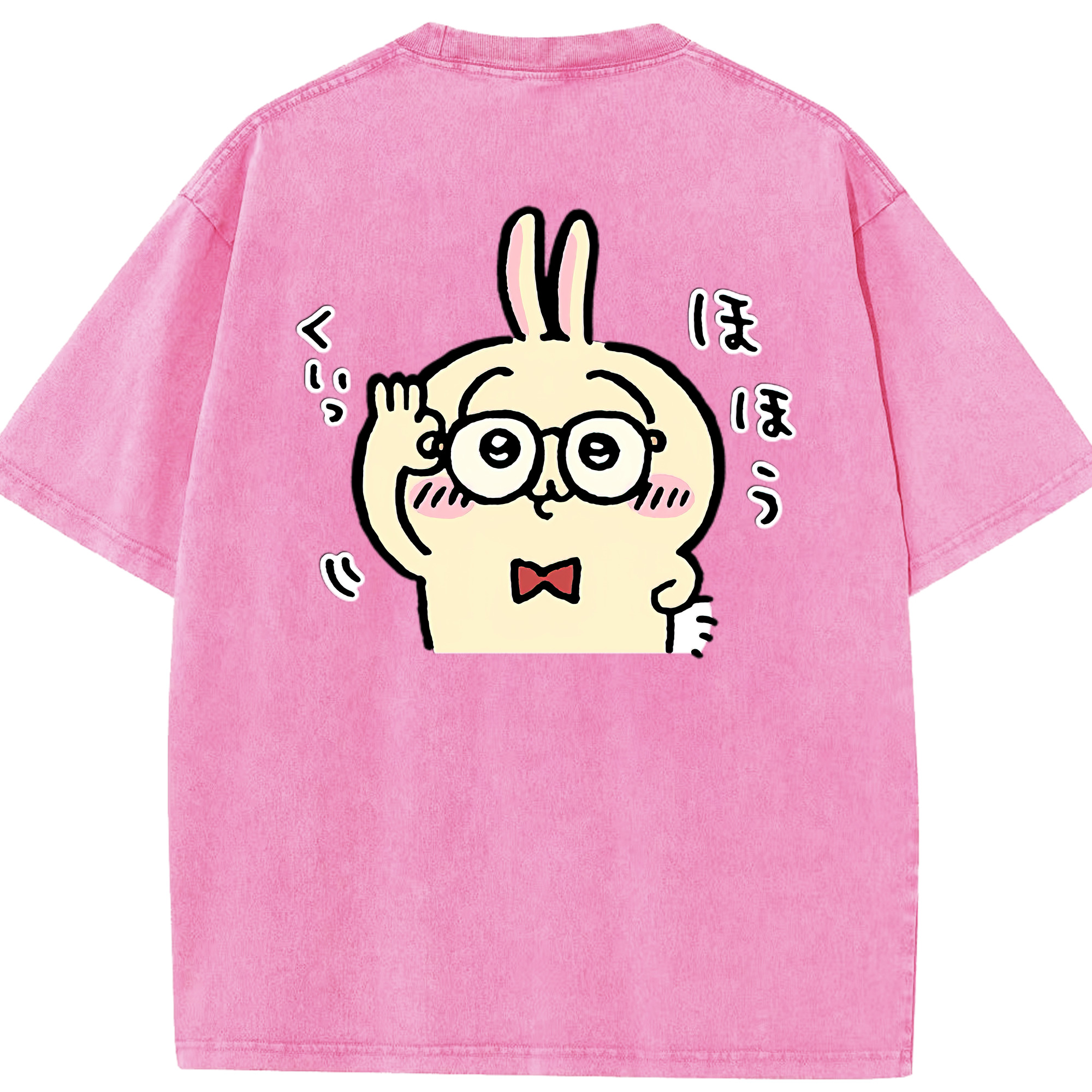 （画像用） ちいかわ うさぎ Chii-kawa usagi 綿100% ヴィンテージ風 半袖Tシャツ（背面プリント）